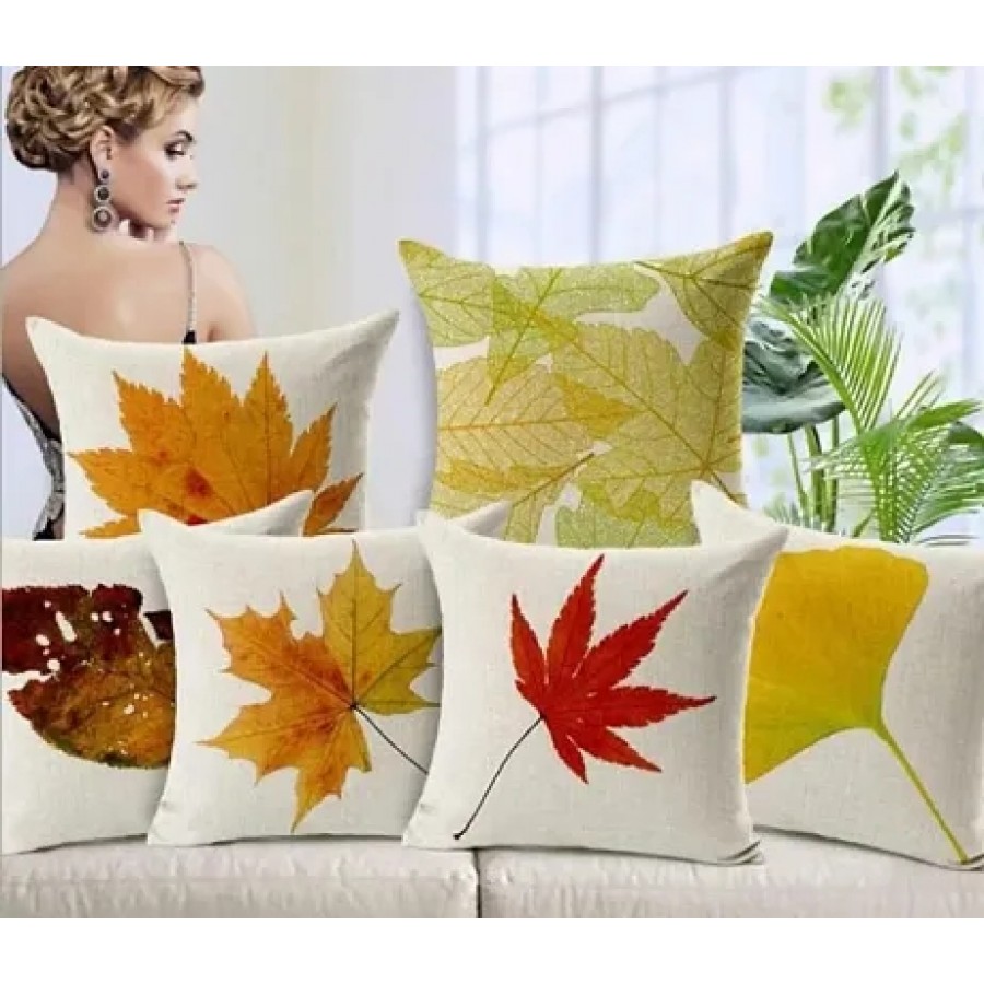 Trendy Jute Cotton Printed Cushion Covers Set of 5 pieces