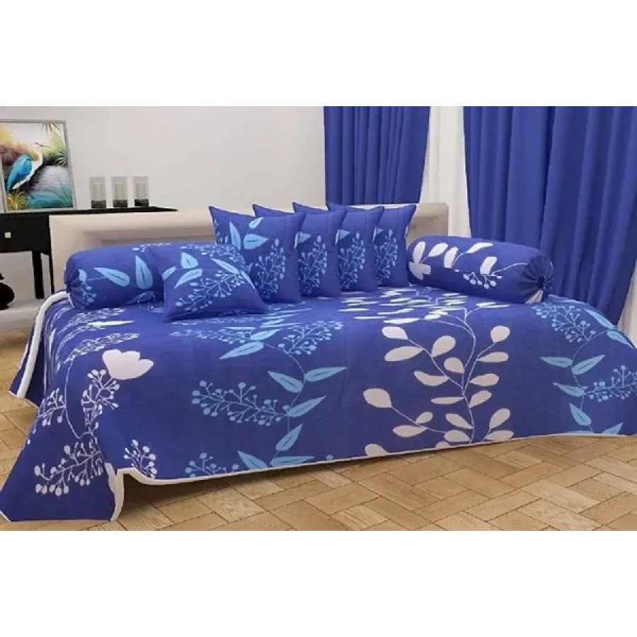 Designer Diwan 8 pcs set ( 1 Diwan bedsheet, 2 bolster covers and 5 cushion covers)