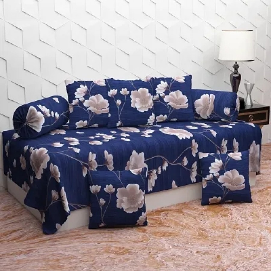 Diwan Set with 8 pieces , 1 Single bedsheet , 5 Cushion covers , 2 Bolster covers