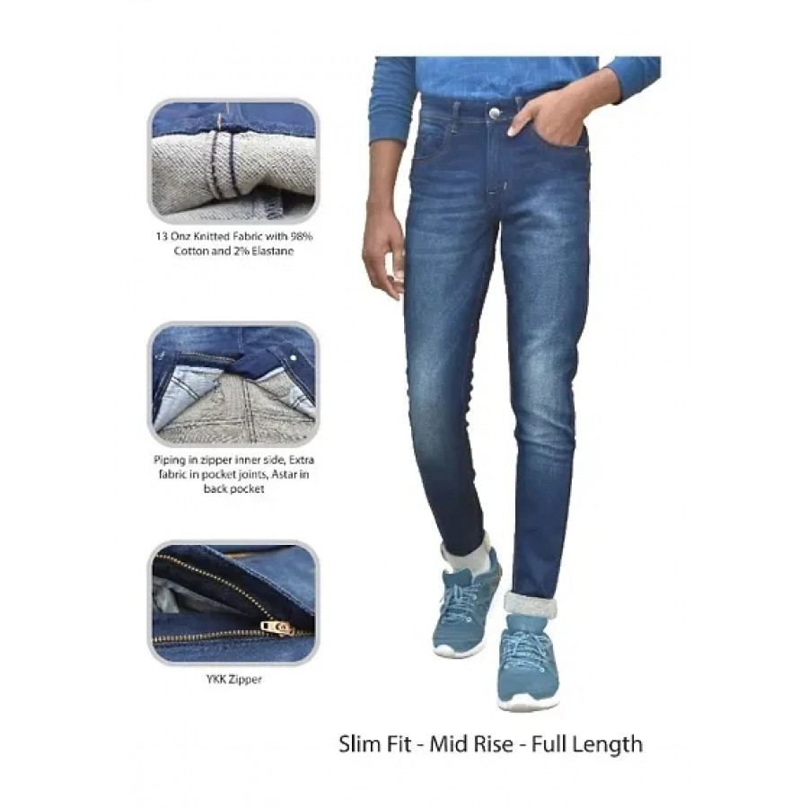 Trendy Stylish Cotton Spandex Mid-Rise Jeans for Men