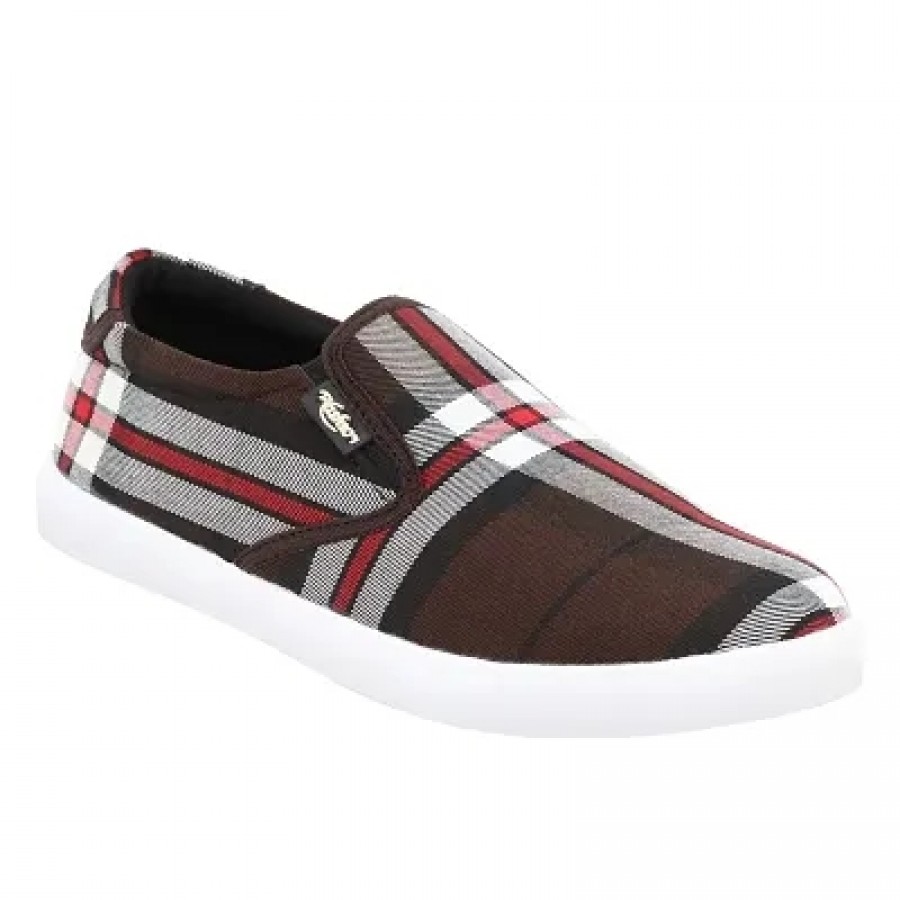 Brown Printed Canvas Men Shoes