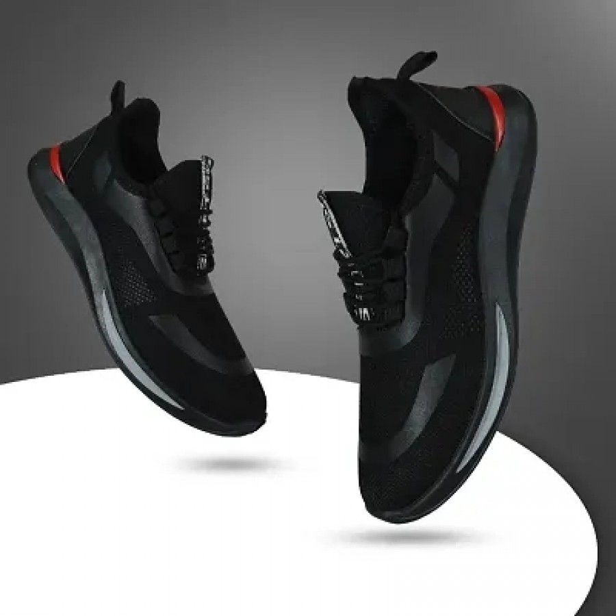 Black Pu Sneakers For Men