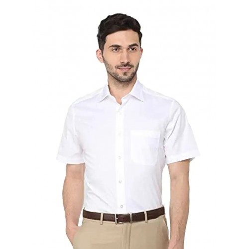 100% Cotton White Half Sleeve Solid Shirt (X-Large, Numeric_44)