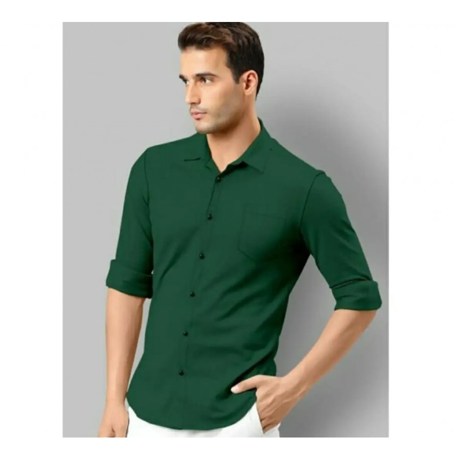 Attractive Cotton Blend Solid Full Sleeves Casual Shirt For Men