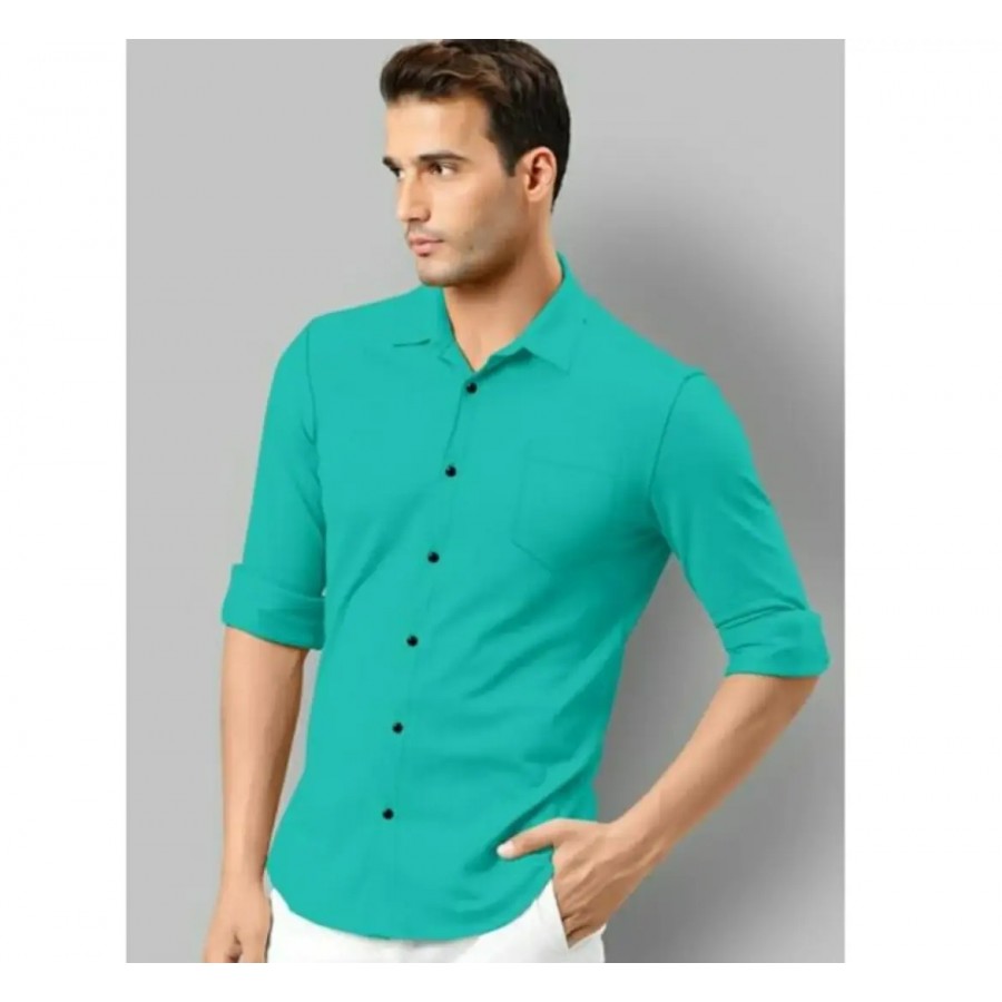 Attractive Cotton Blend Solid Full Sleeves Casual Shirt For Men