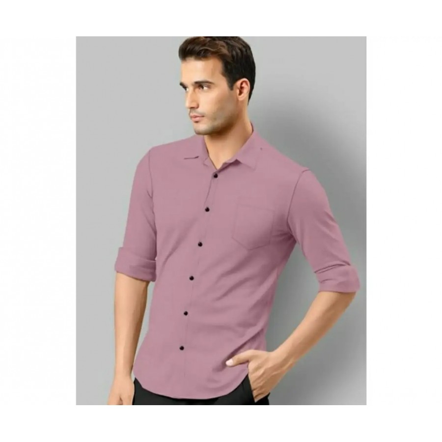 Attractive Cotton Blend Solid Full Sleeves Casual Shirt For Men