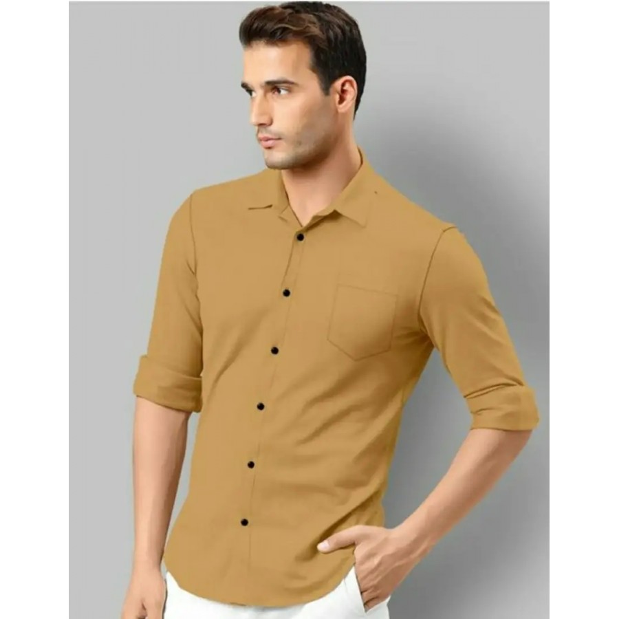 Attractive Cotton Blend Solid Full Sleeves Casual Shirt For Men