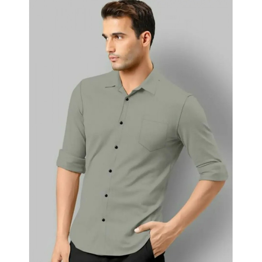 Attractive Cotton Blend Solid Full Sleeves Casual Shirt For Men