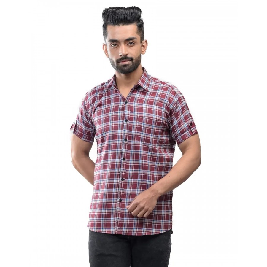 BASE 41 Men's Checkered Slim Fit Casual Shirt