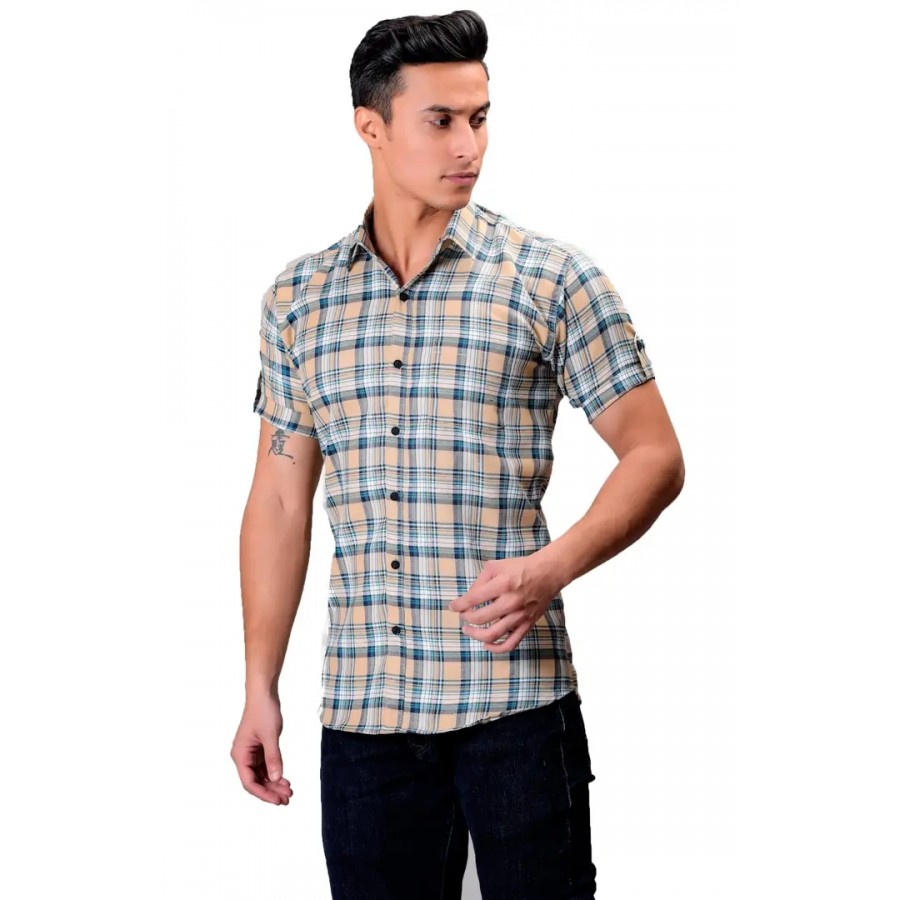 BASE 41 Men's Checkered Slim Fit Casual Shirt