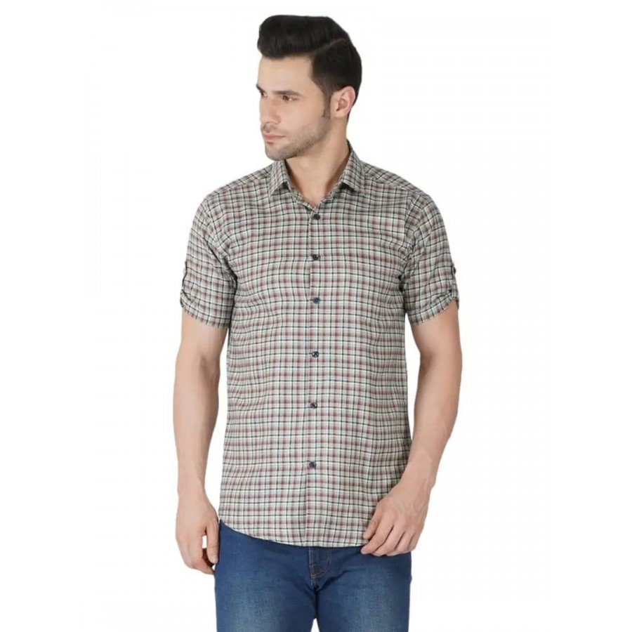 BASE 41 Men's Checkered Slim Fit Casual Shirt