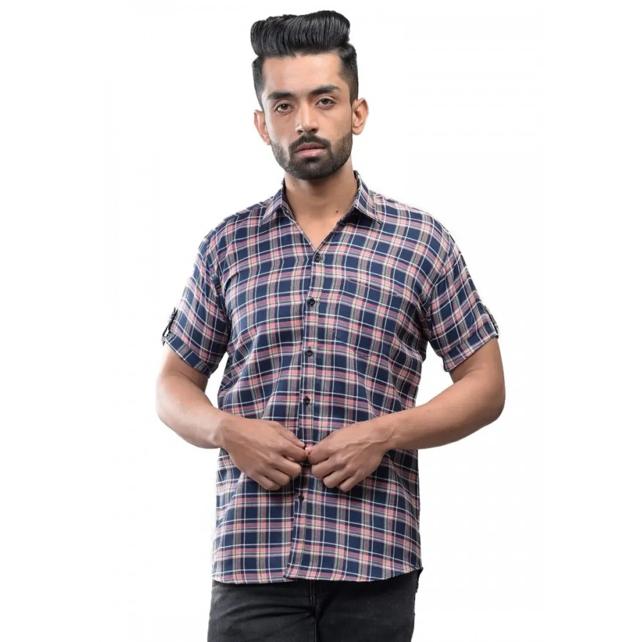 BASE 41 Men's Checkered Slim Fit Casual Shirt