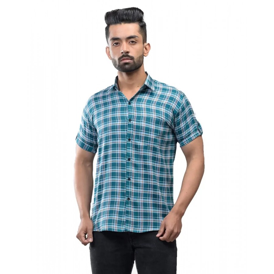 BASE 41 Men's Checkered Slim Fit Casual Shirt