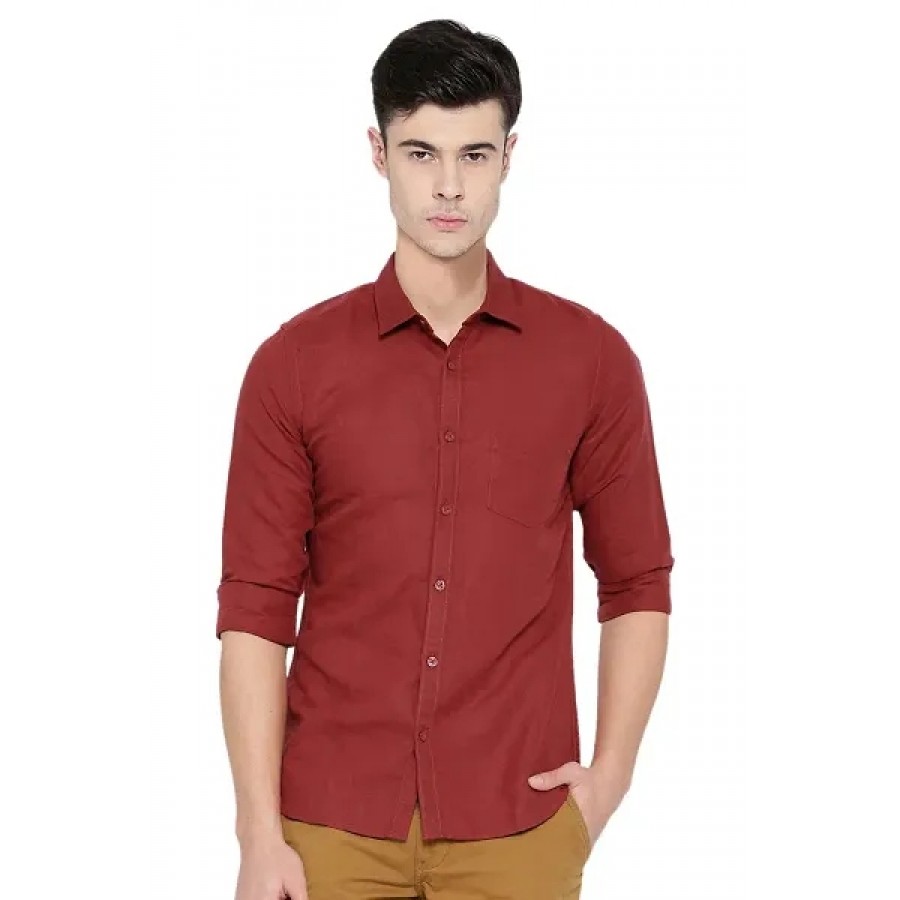 Balino London Mehroon Cotton Shirt For Men