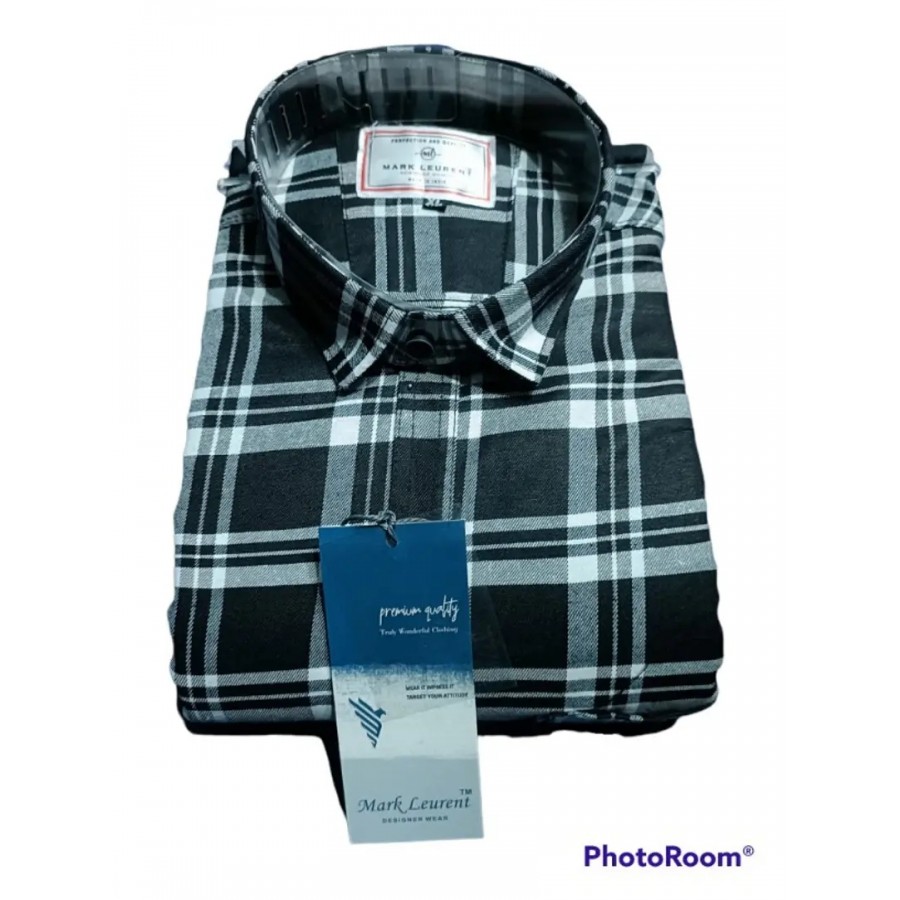 Black Cotton Checked Casual Shirts For Men