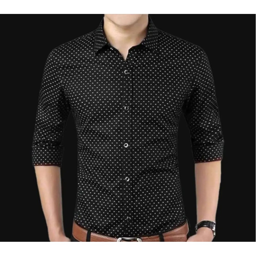 Black Cotton Printed Casual Shirts For Men