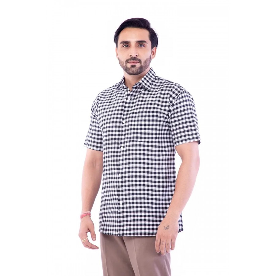 Black Cotton Regular Casual Shirts For Men