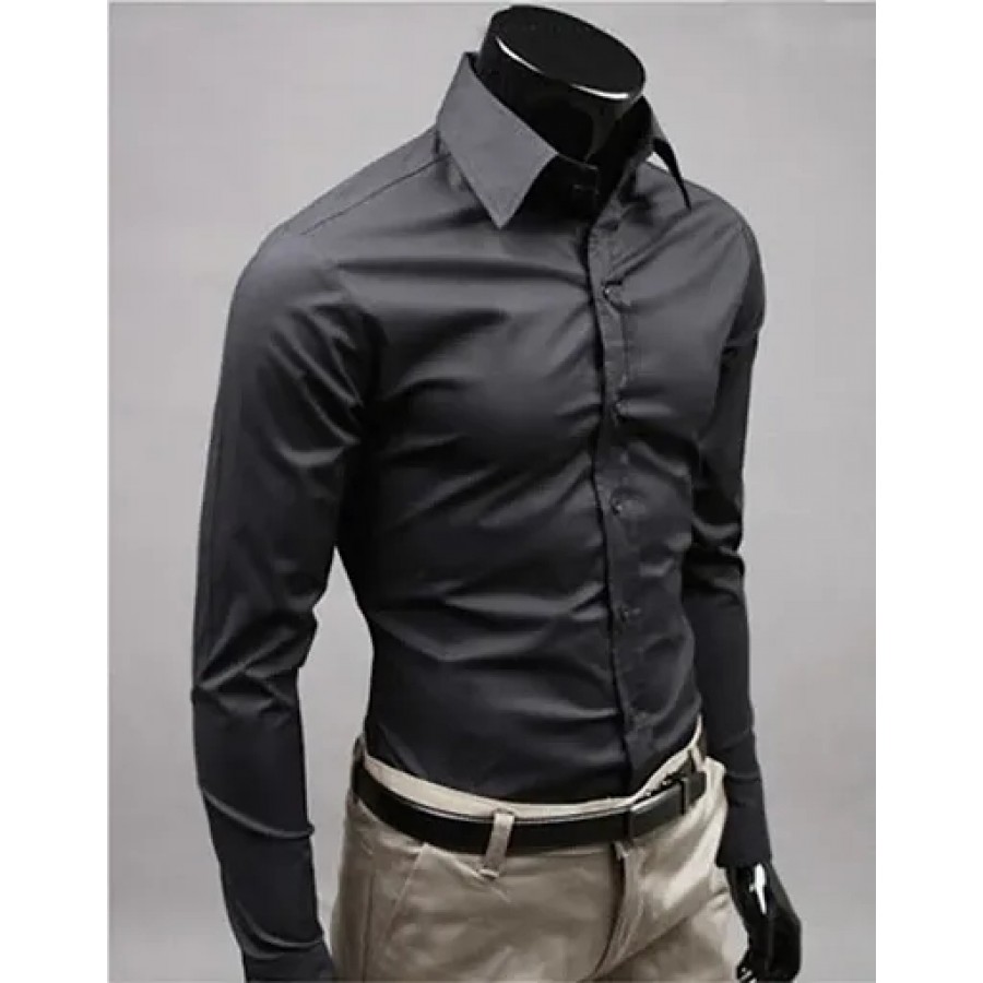 Black Cotton Solid Casual Shirts For Men