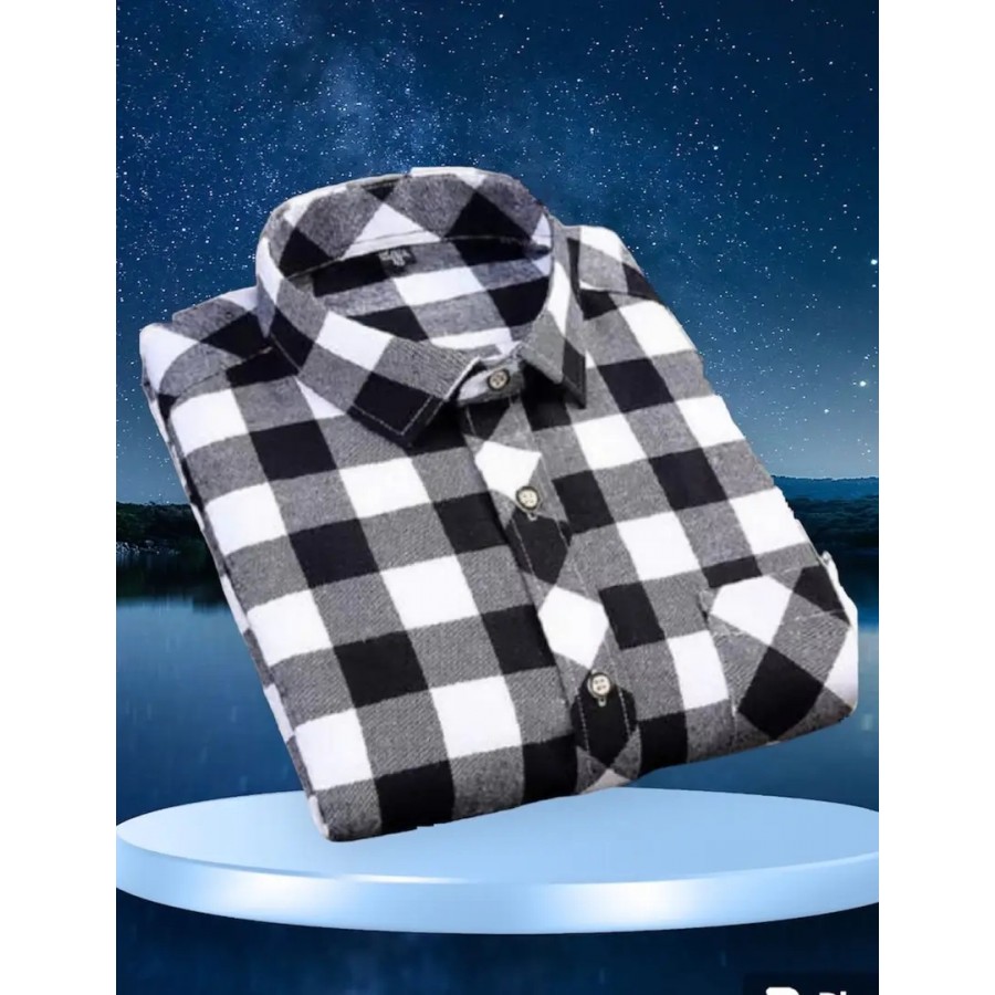 Black Cotton Blend Checked Casual Shirts For Men