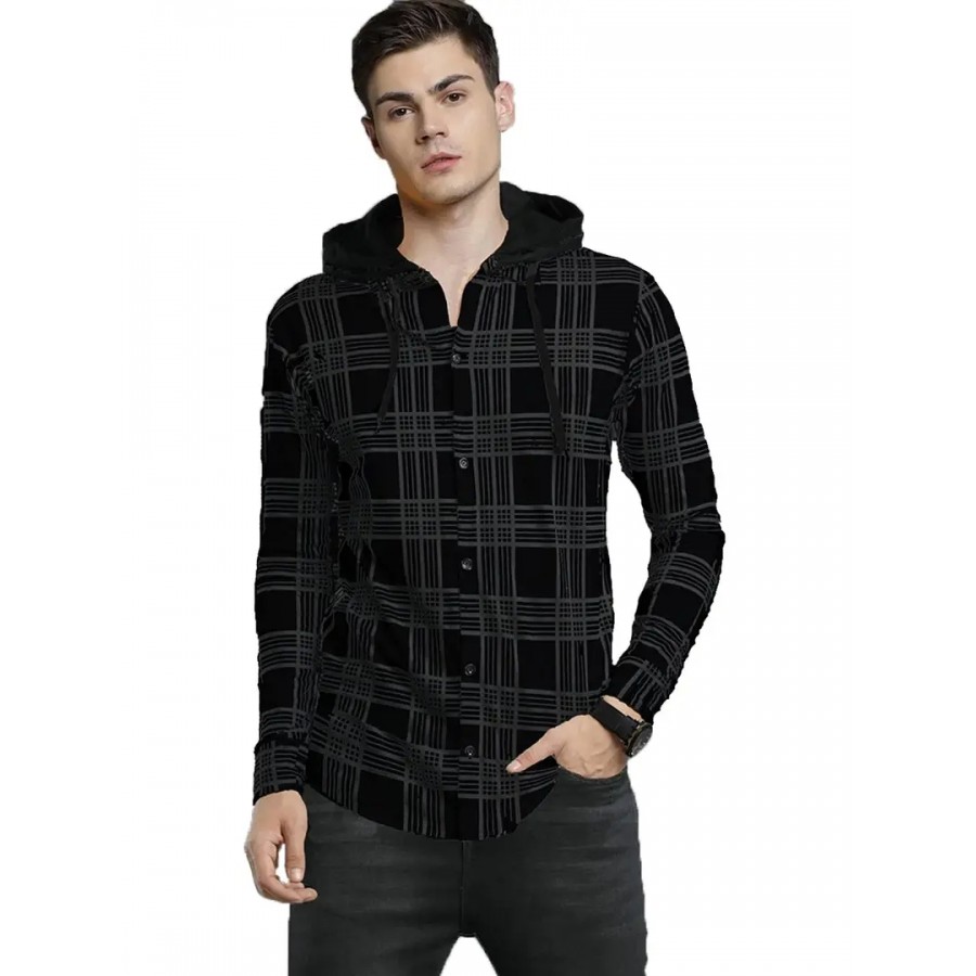 Black Cotton Western Casual Shirts For Men