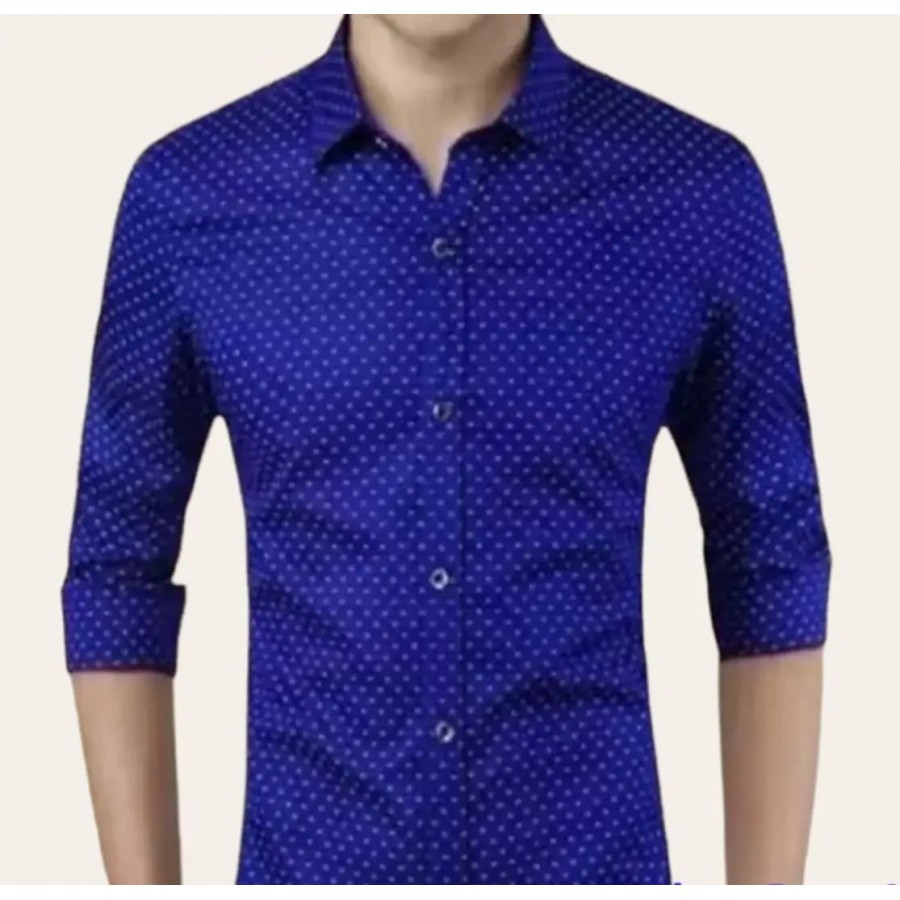 Blue Cotton Printed Casual Shirts For Men