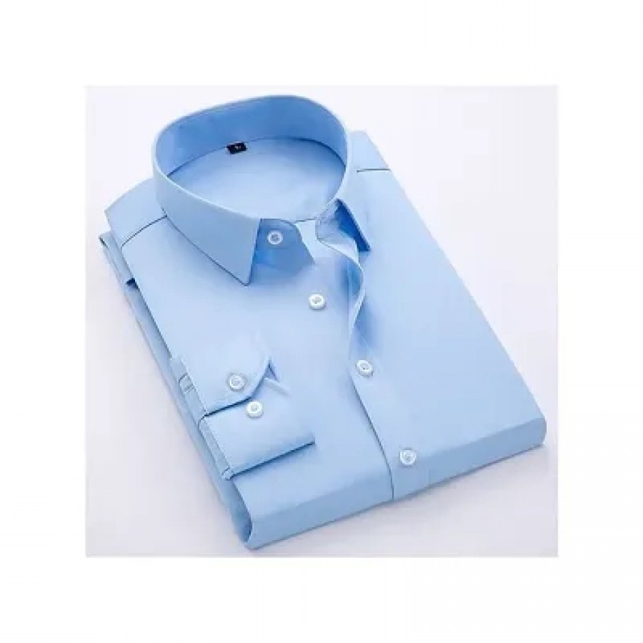 Blue Cotton Solid Casual Shirts For Men