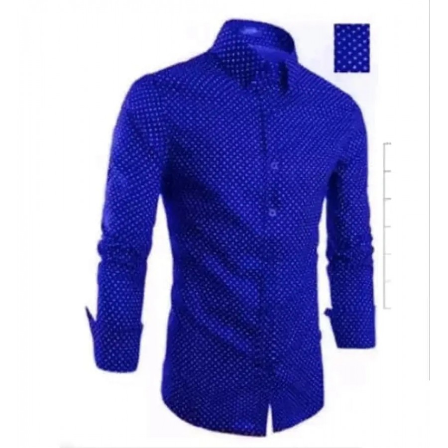 Blue Polycotton Casual Shirts For Men