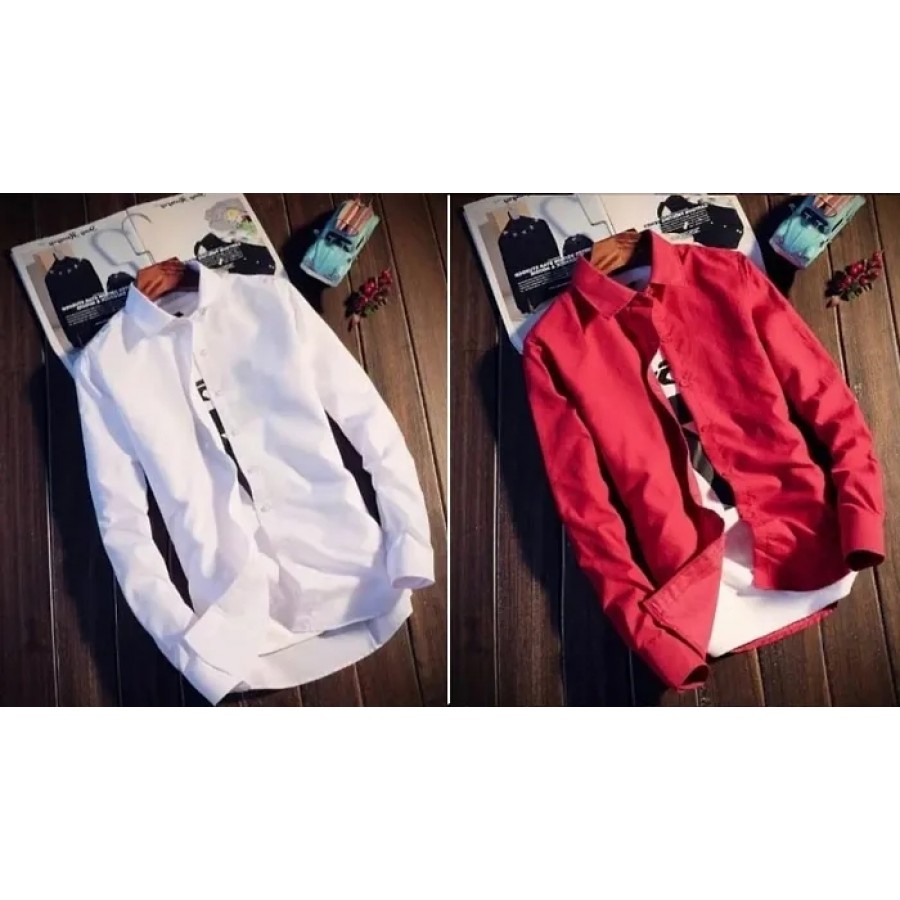 Buy 1 Get 1 Free Men's Regular Fit Cotton Solid Casual Shirts