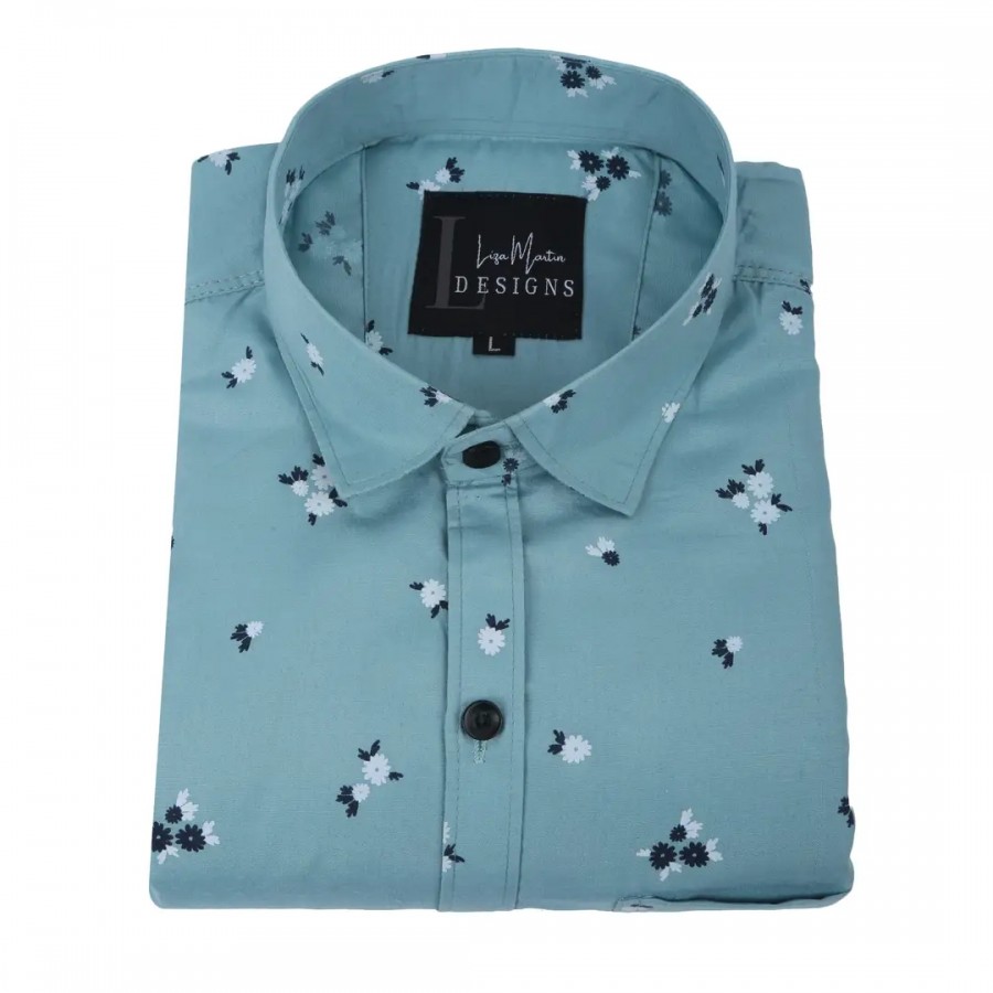 COTTON  BLEND CASUAL-FLORAL PRINT SHIRT FOR MEN