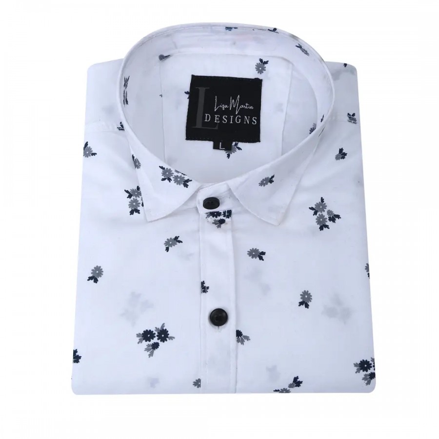 COTTON  BLEND CASUAL-FLORAL PRINTED SHIRT FOR MEN