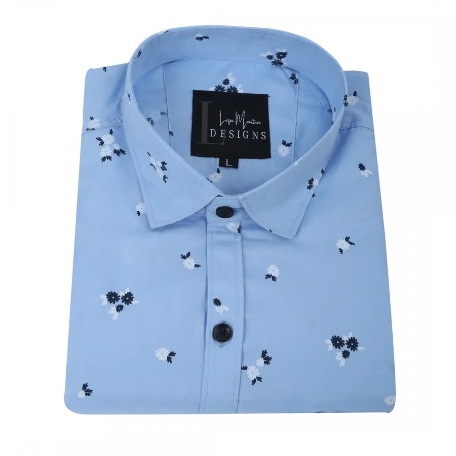 COTTON  BLEND CASUAL-FLORAL PRINTED SHIRT FOR MEN