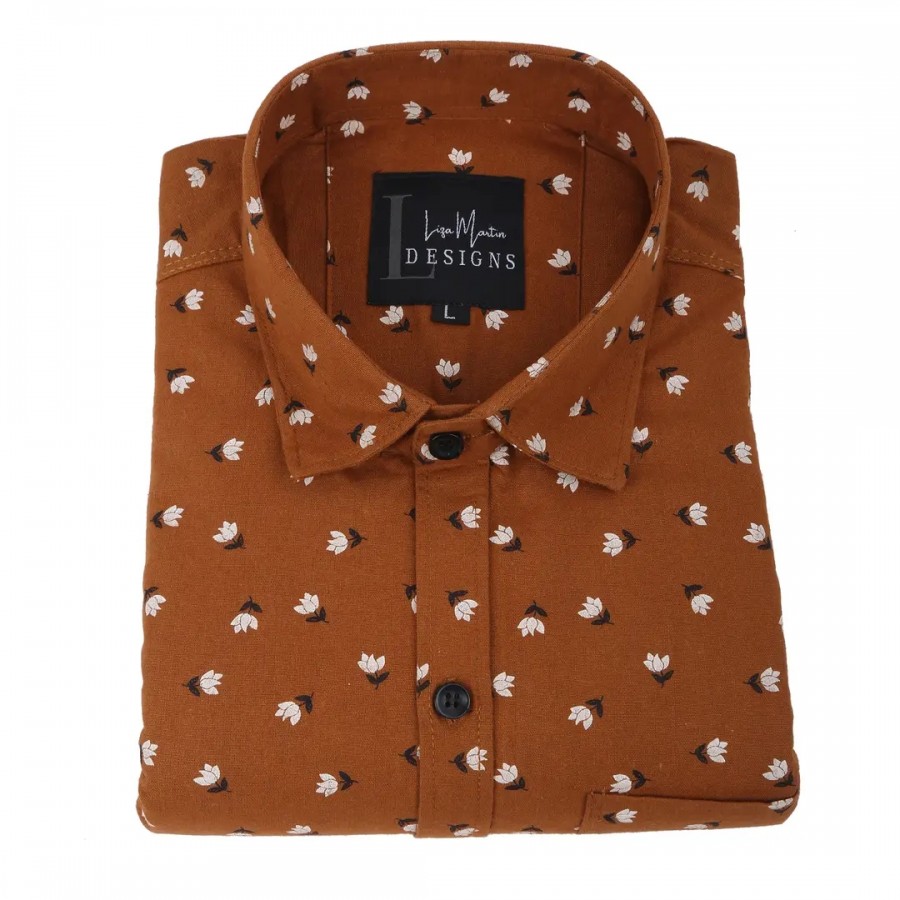 COTTON BLEND-PRINTED SHIRT FOR MEN