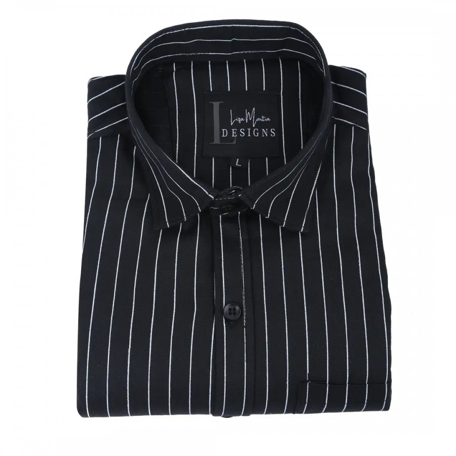 COTTON BLEND-STRIPED SHIRT FOR MEN