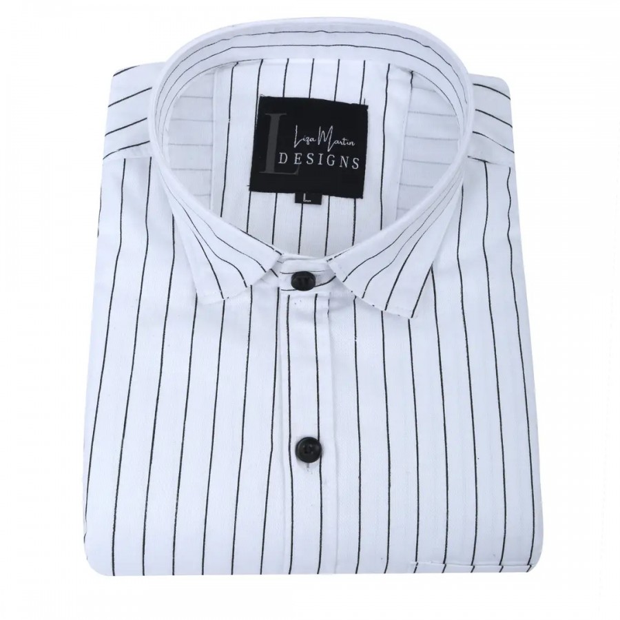 COTTON BLEND-STRIPED SHIRT FOR MEN