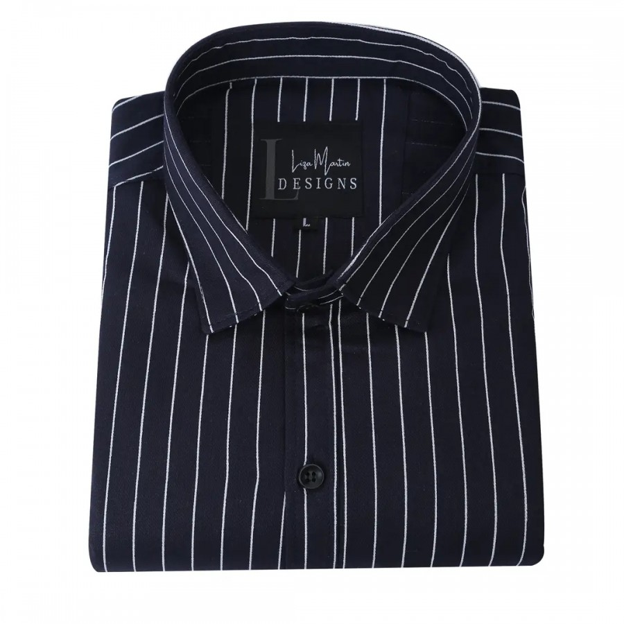 COTTON BLEND-STRIPED SHIRT FOR MEN