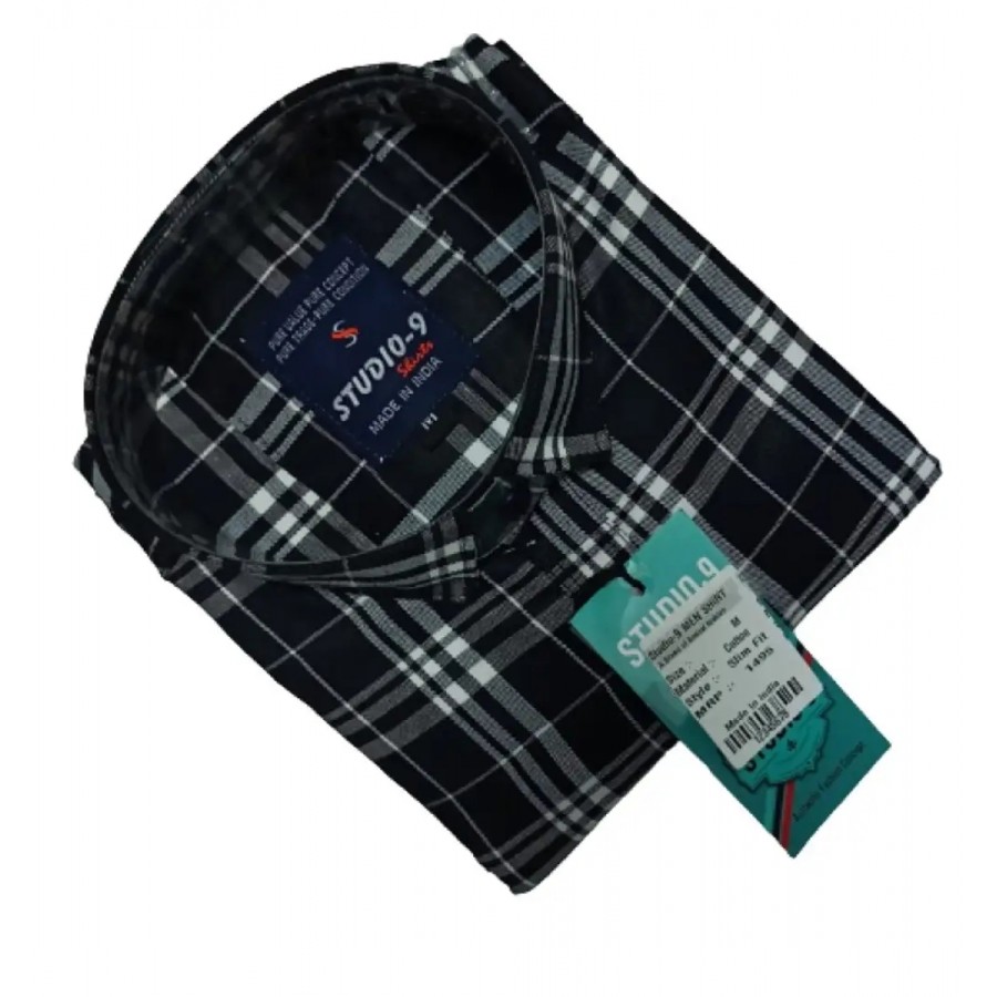 Classic Cotton Blend Checked Casual Shirts for Men