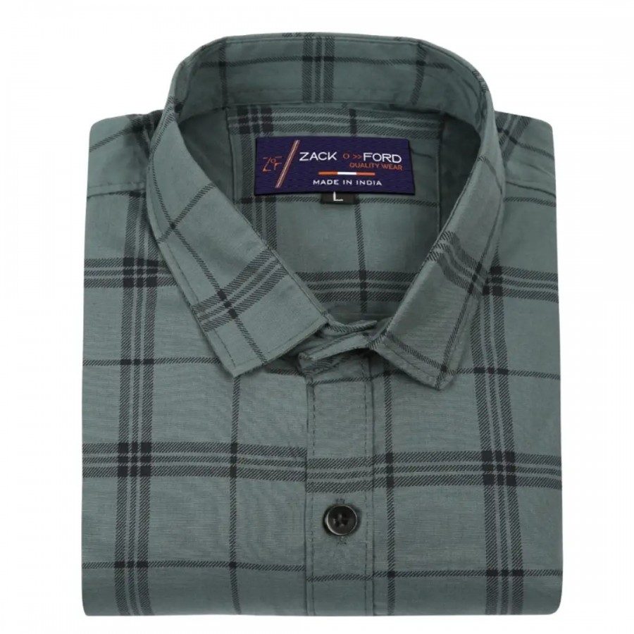 Classic Cotton Blend Checked Casual Shirts for Men