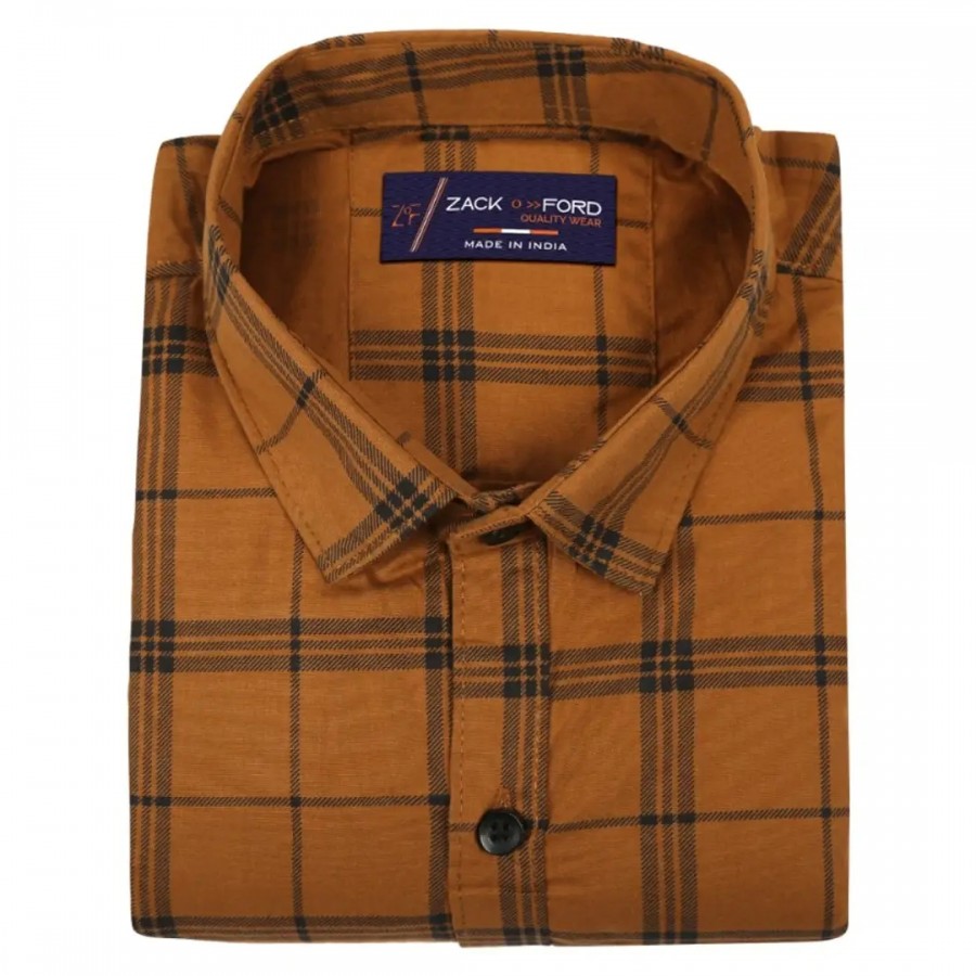 Classic Cotton Blend Checked Casual Shirts for Men