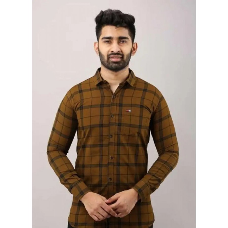 Classic Cotton Blend Checked Casual Shirts for Men