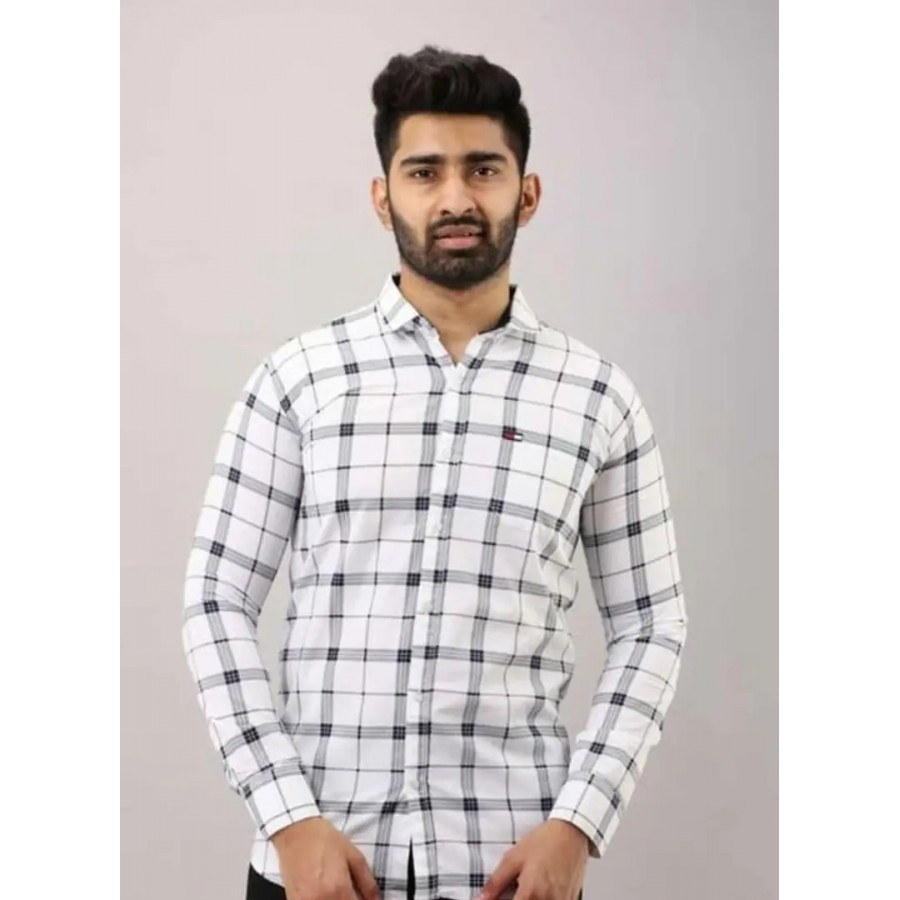 Classic Cotton Blend Checked Casual Shirts for Men