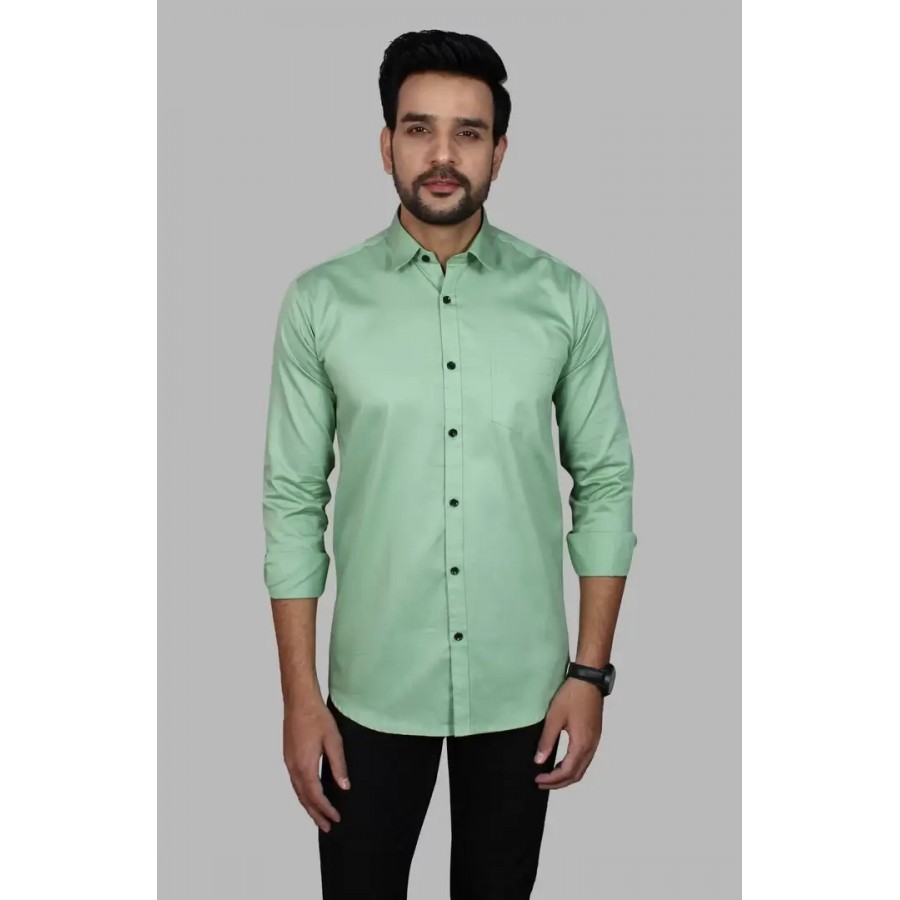 Classic Cotton Blend Solid Casual Shirt For Men