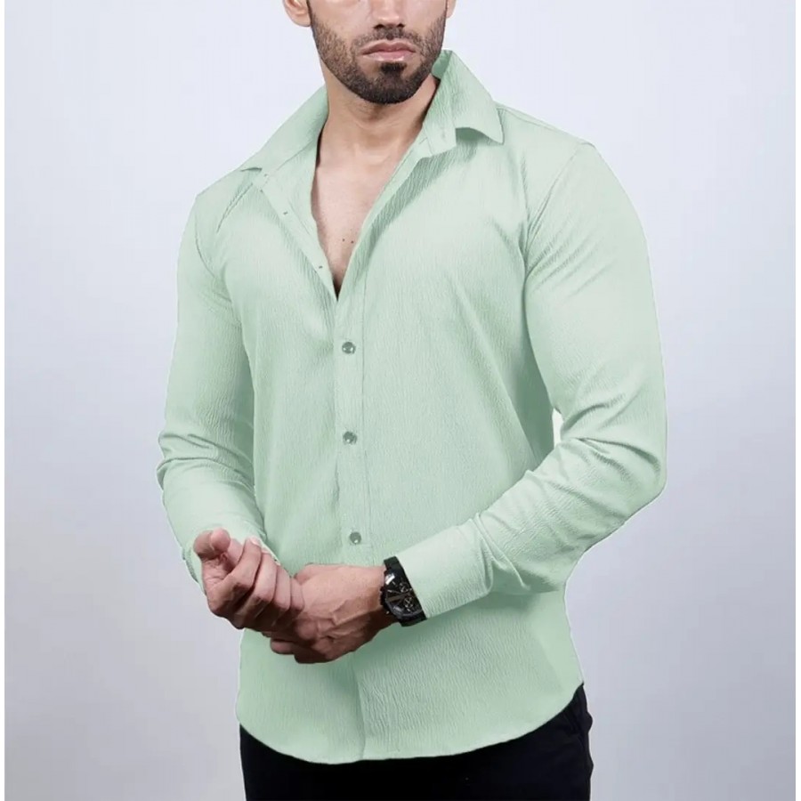 Classic Cotton Blend Solid Casual Shirts for Men