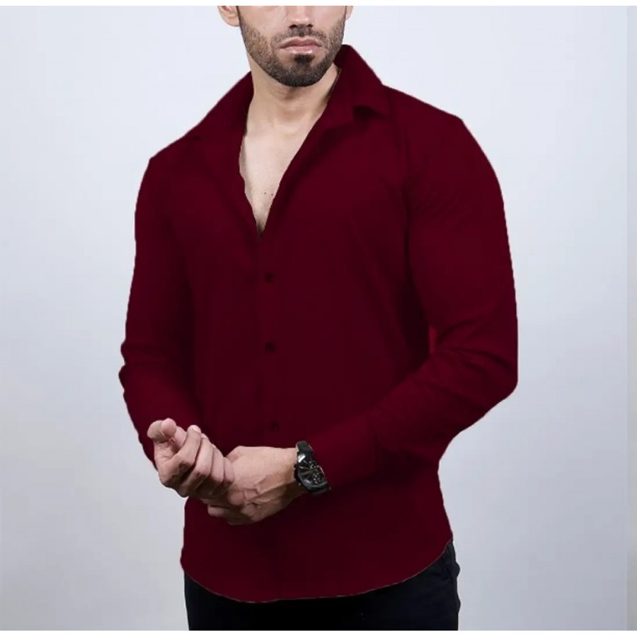 Classic Cotton Blend Solid Casual Shirts for Men