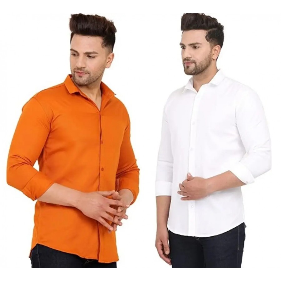 Classic Cotton Solid Casual Shirts for Men, Pack of 2