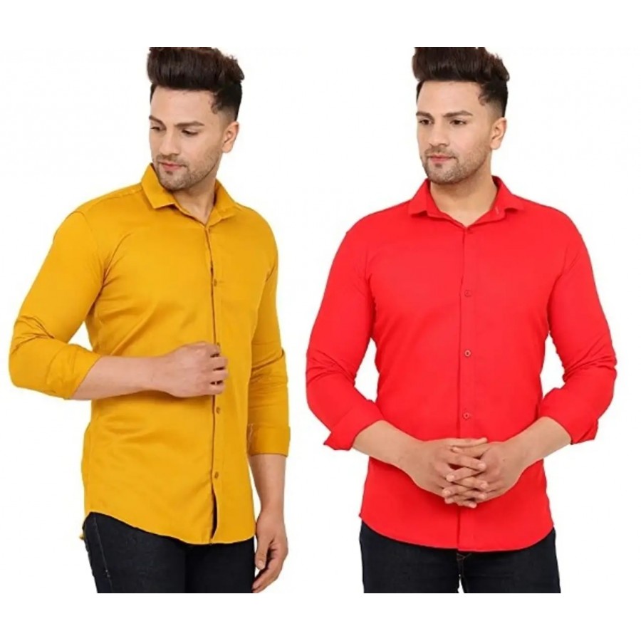 Classic Cotton Solid Casual Shirts for Men, Pack of 2