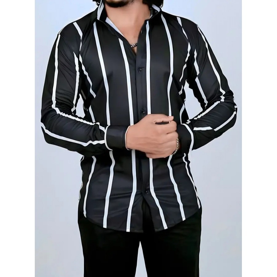 Classic Linen Striped Casual Shirt for Men