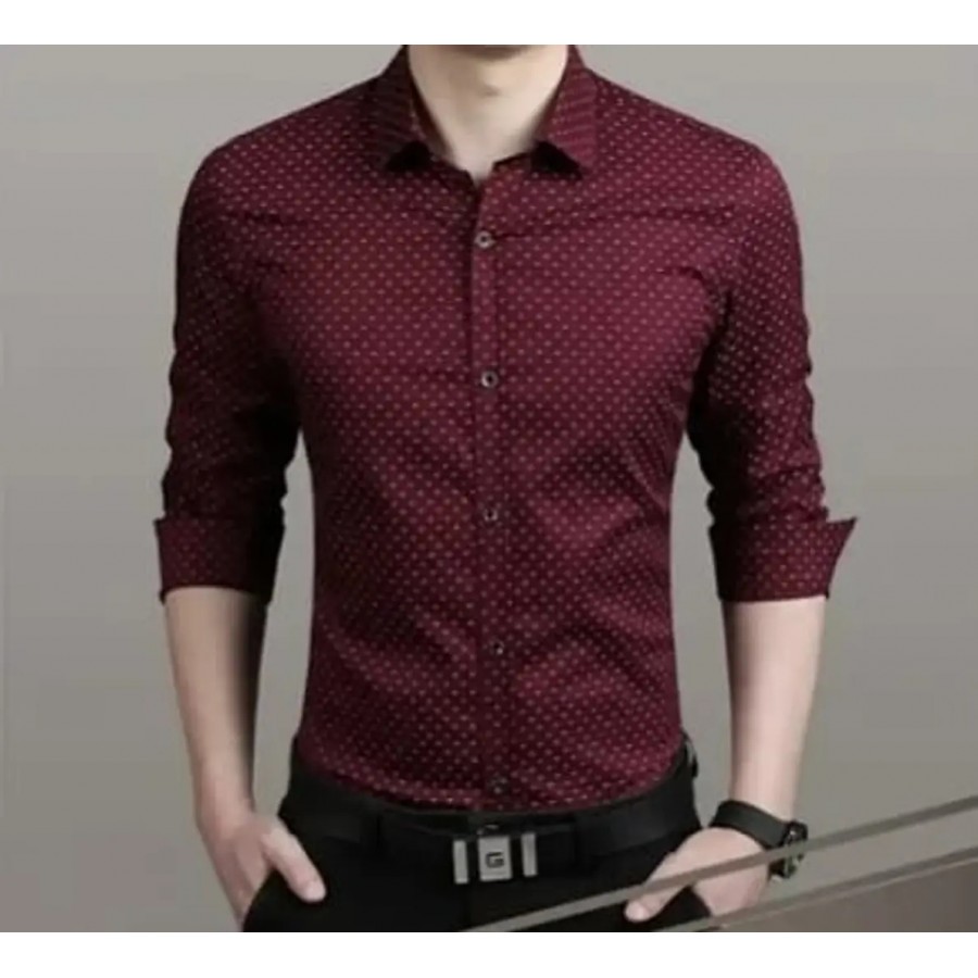 Classic Polycotton Polka Dotted Casual Shirts for Men