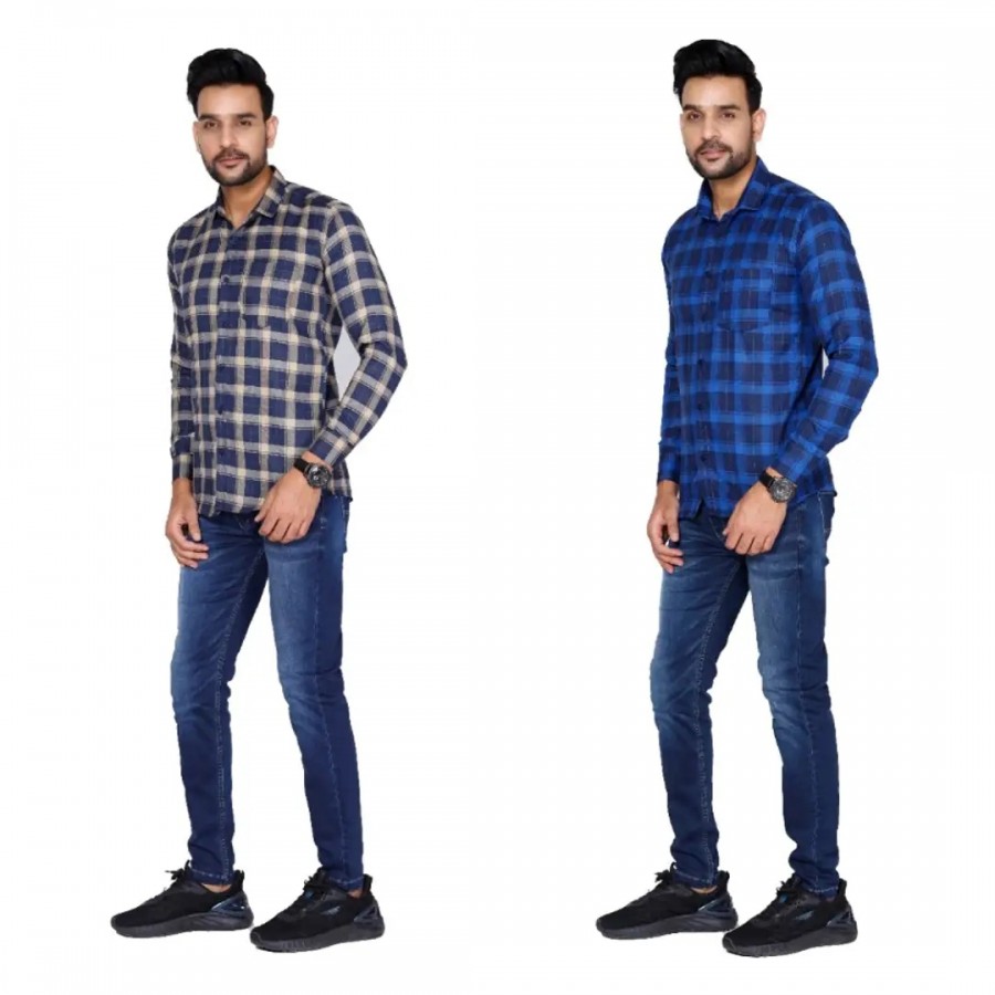 Classic Cotton Blend Casual Shirts For Men