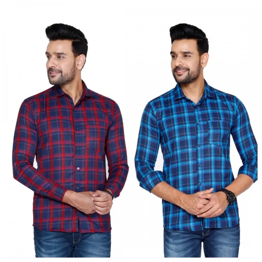 Classic Cotton Blend Casual Shirts For Men Combo