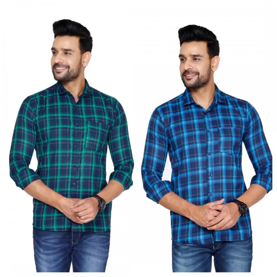 Classic Cotton Blend Casual Shirts For Men Combo